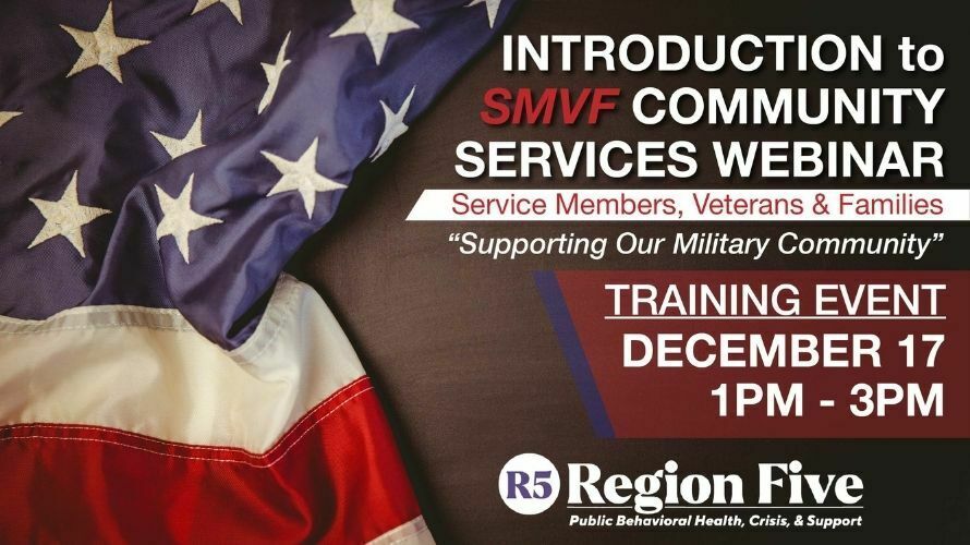event thumbnail - introduction to SMVF community services webinar from region five